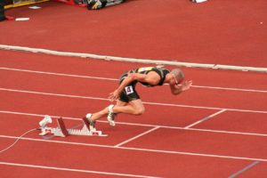 Jeremy Wariner leaving the starting blocks, 2007.